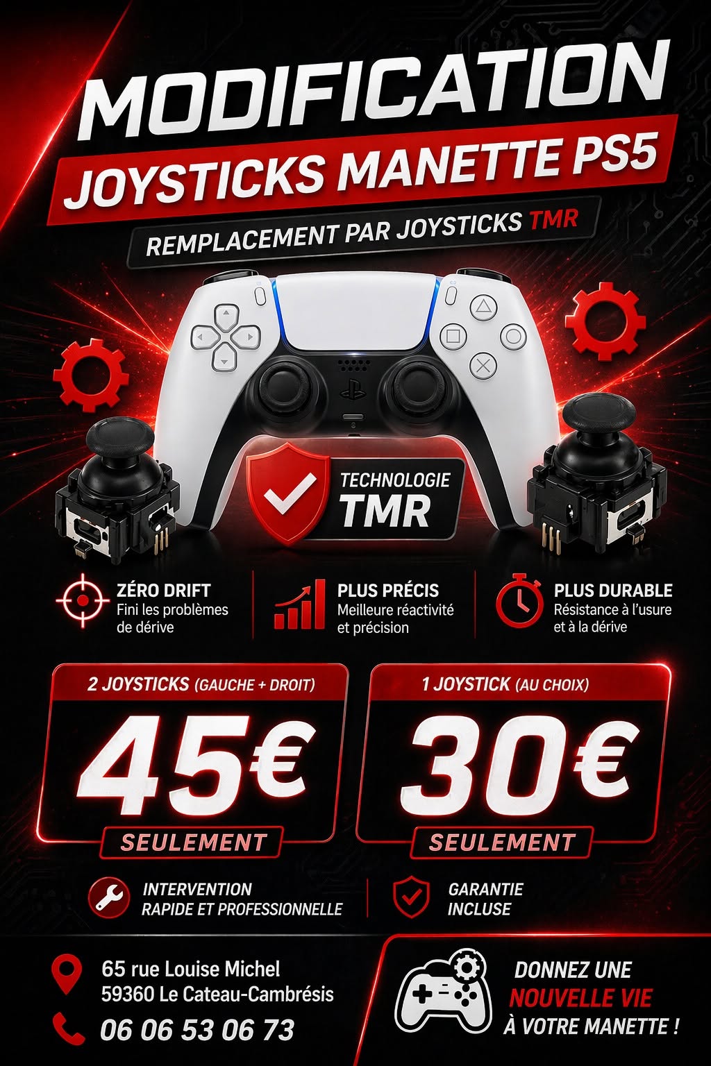 Modification joysticks manette PS5 TMR